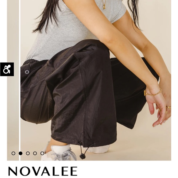 NWT BOHME NOVALEE PARACHUTE PANTS IN BLACK - Picture 2 of 4